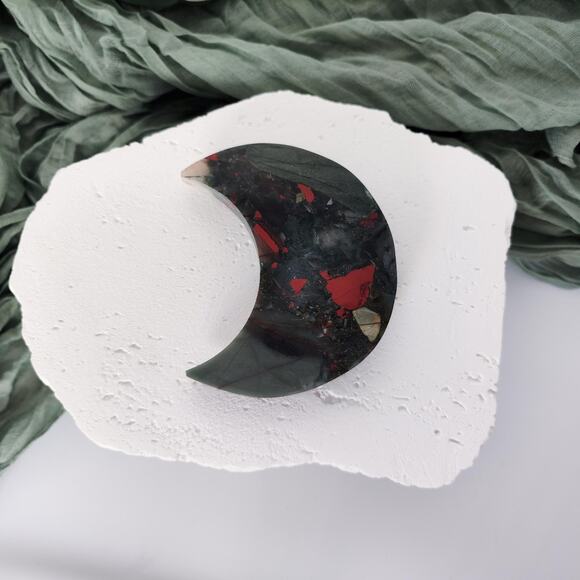 African Bloodstone Moon Crystal Carving - Picture 5 of 6